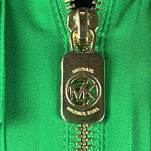 Michael Kors Vibrant Green Tunic Blouse with Branded Gold Hardware | Size Medium - Picture 2 of 8